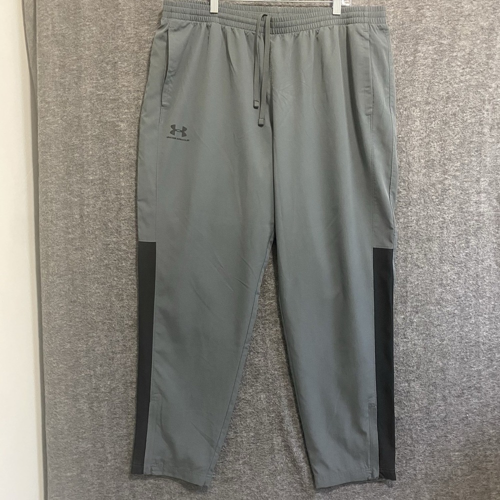 Under Armour Pants Mens XXL Vital Woven Loose Track Mesh Lined Zip Ankle Gray